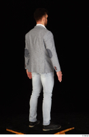  Larry Steel black shoes business dressed grey suit jacket jeans standing white shirt whole body 0006.jpg